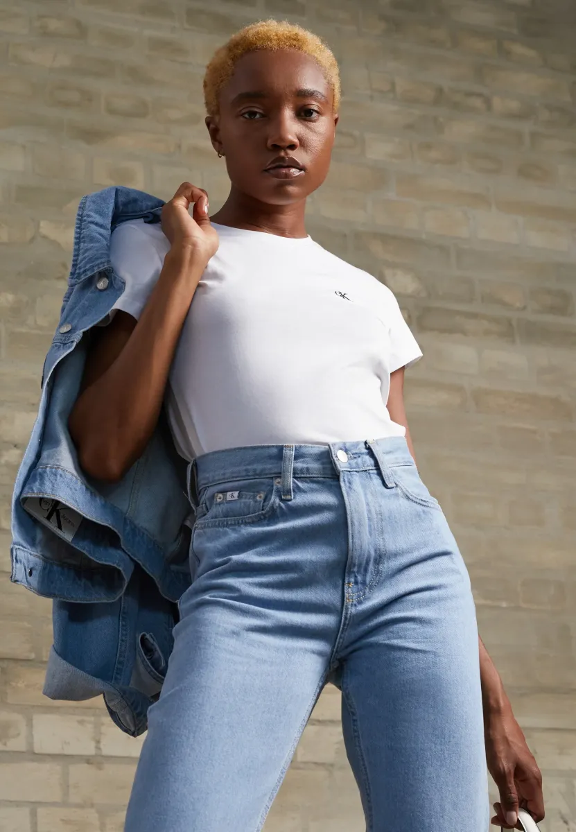 EMBROIDERY SLIM TEE - T-Shirt basic - bright white