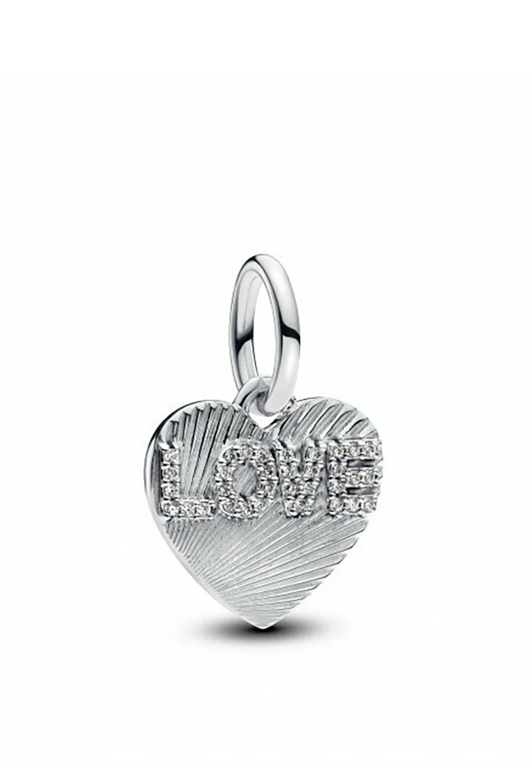 EN FORME DE CŒUR D'AMOUR À GRAVER EN AVEC ZIRCONE CUBIQUE TRANSPARENTE - Anhänger - argentée couleur