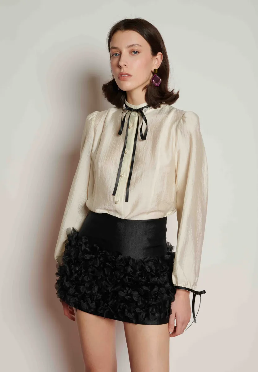 ENCORE TRIM BLOUSE - Hemdbluse - ivory