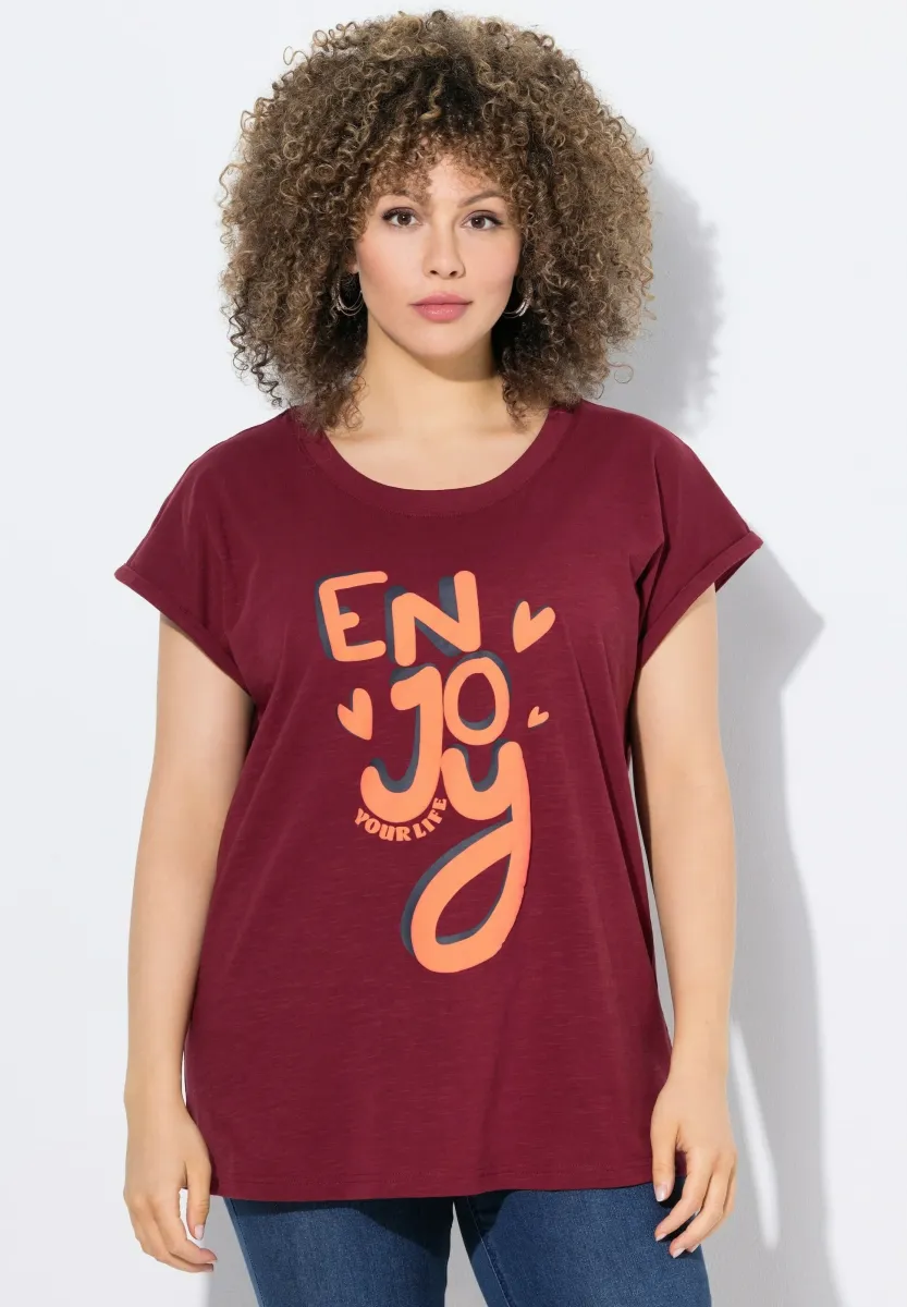 ENJOY CAP SLEEVE GRAPHIC - T-Shirt print - dark cherry red