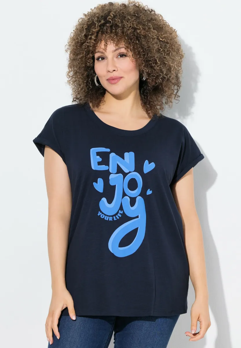 ENJOY CAP SLEEVE GRAPHIC - T-Shirt print - marine