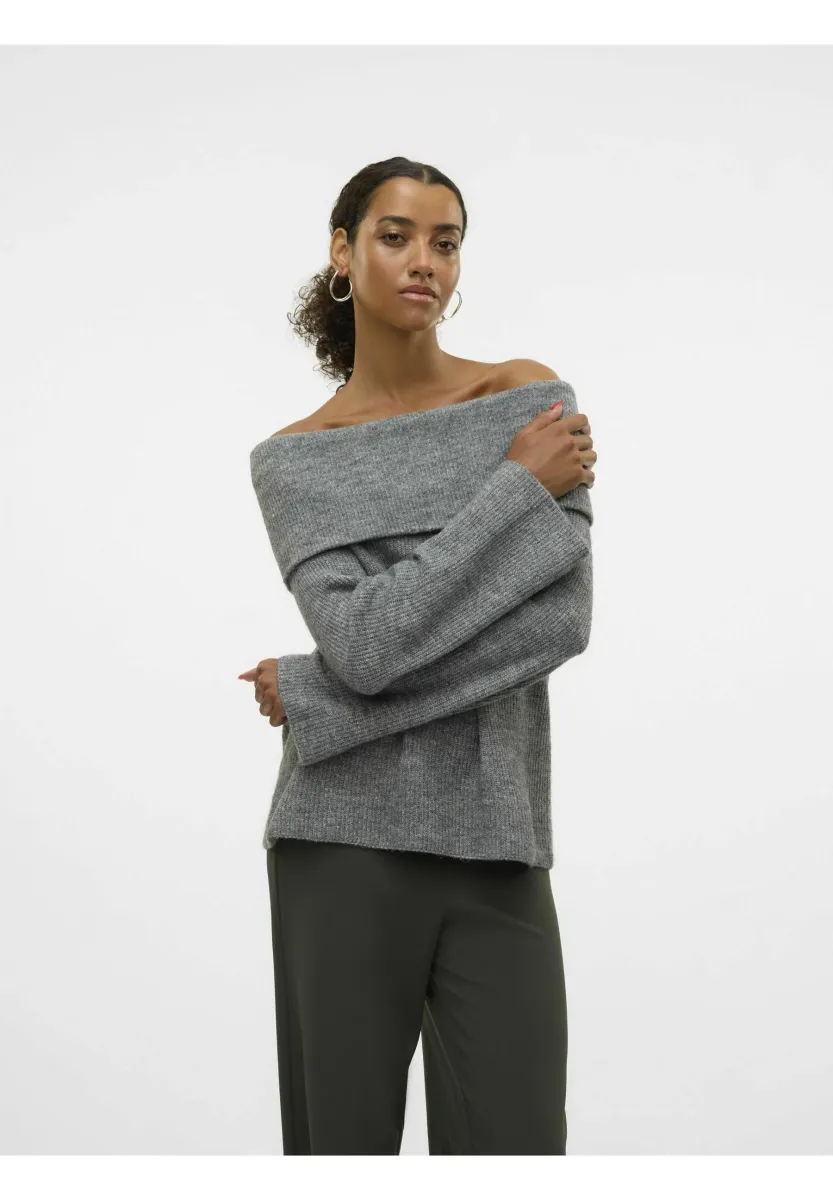 ERA LS OFF SHOULDER GA NOOS - Strickpullover - medium grey melange