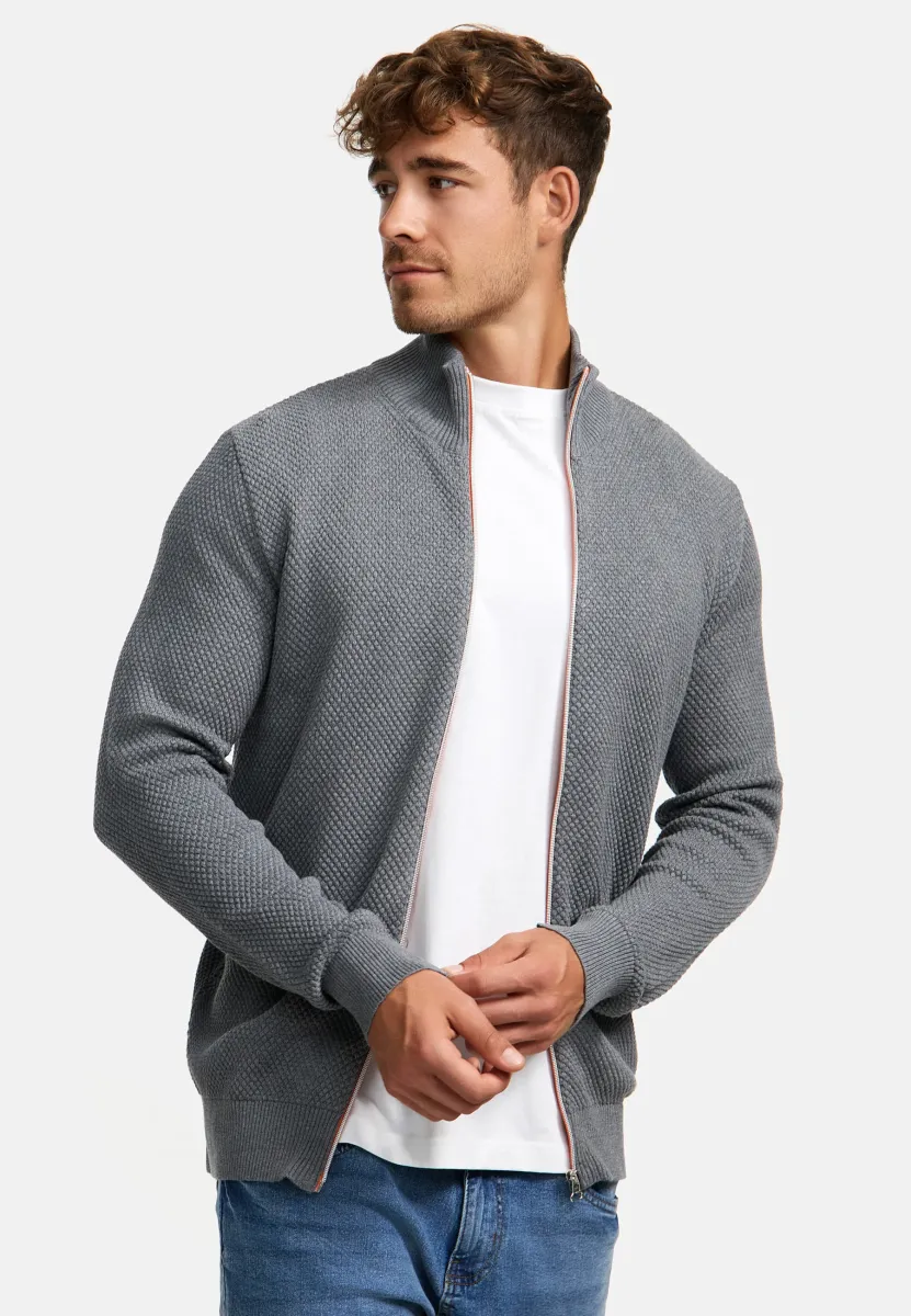 ERIK ZIP - Strickjacke - anthracite/orange