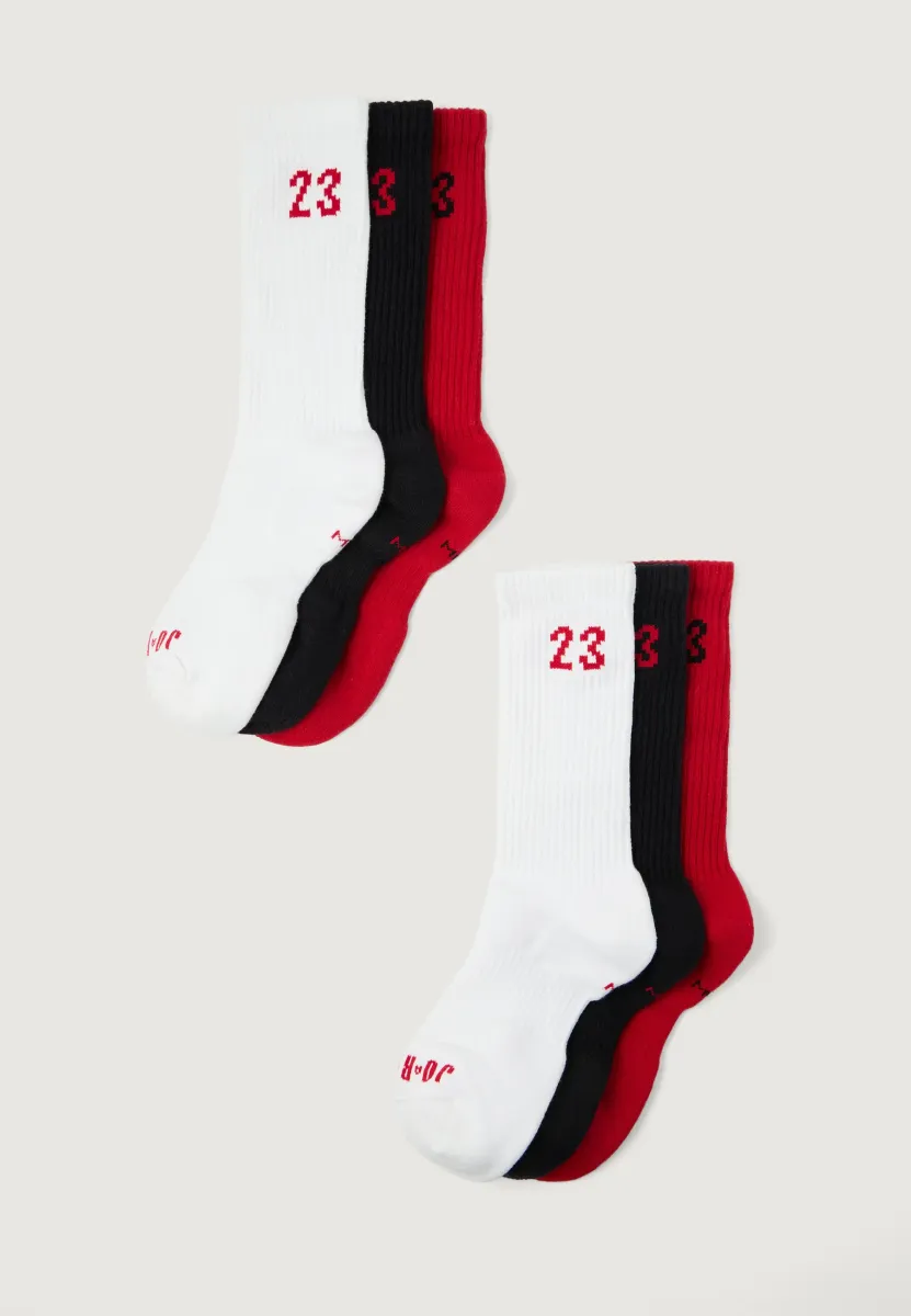 ESSENTIAL CREW 3 PACK UNISEX - Sportsocken - red/black/white
