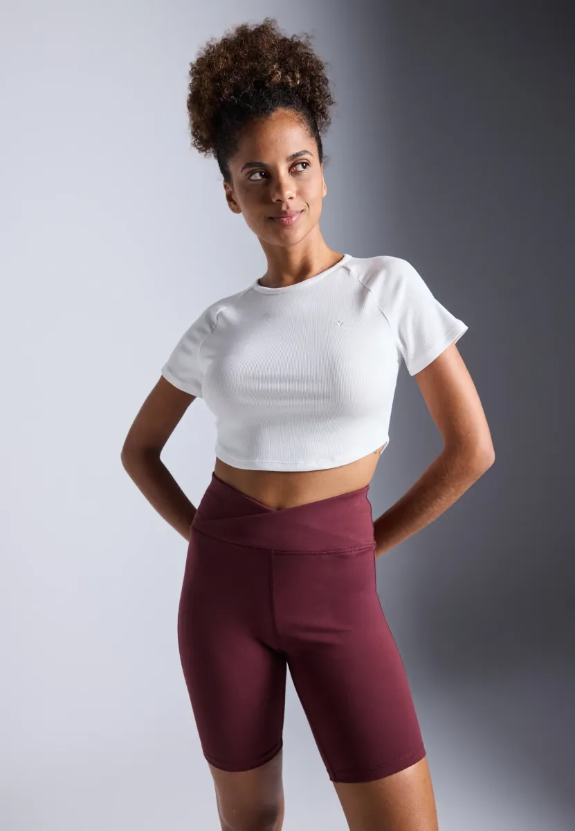 ESSENTIAL CROPPED FINE RIB T SHIRT - T-Shirt basic - off-white