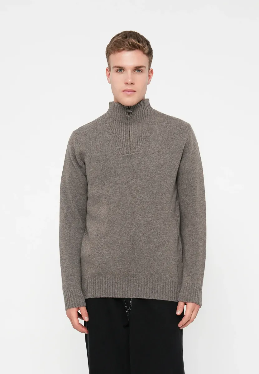 ESSENTIAL HALF ZIP JUMPER - Strickpullover - dark stone