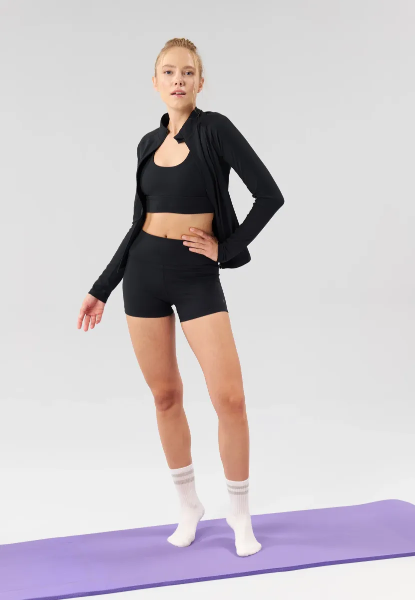 ESSENTIAL MID RISE BOOTY SHORTS - Tights - black