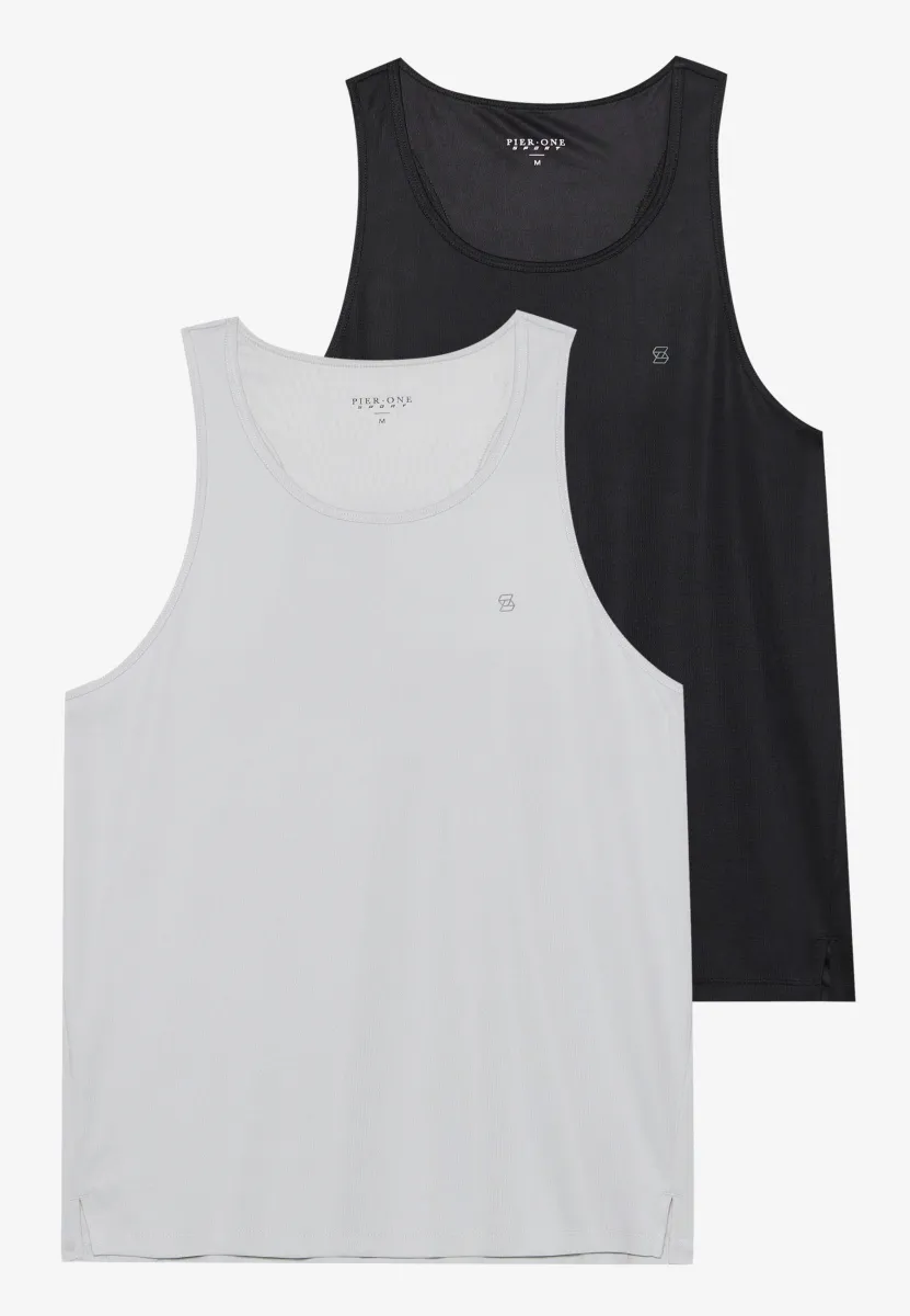 ESSENTIAL QUICK DRY 2 PACK MUSCLE VEST WITH RACER BACK - Top - light grey/black