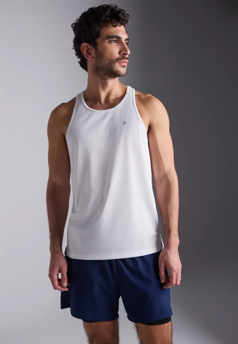 ESSENTIAL QUICK DRY MUSCLE VEST WITH RACER BACK - Top - white