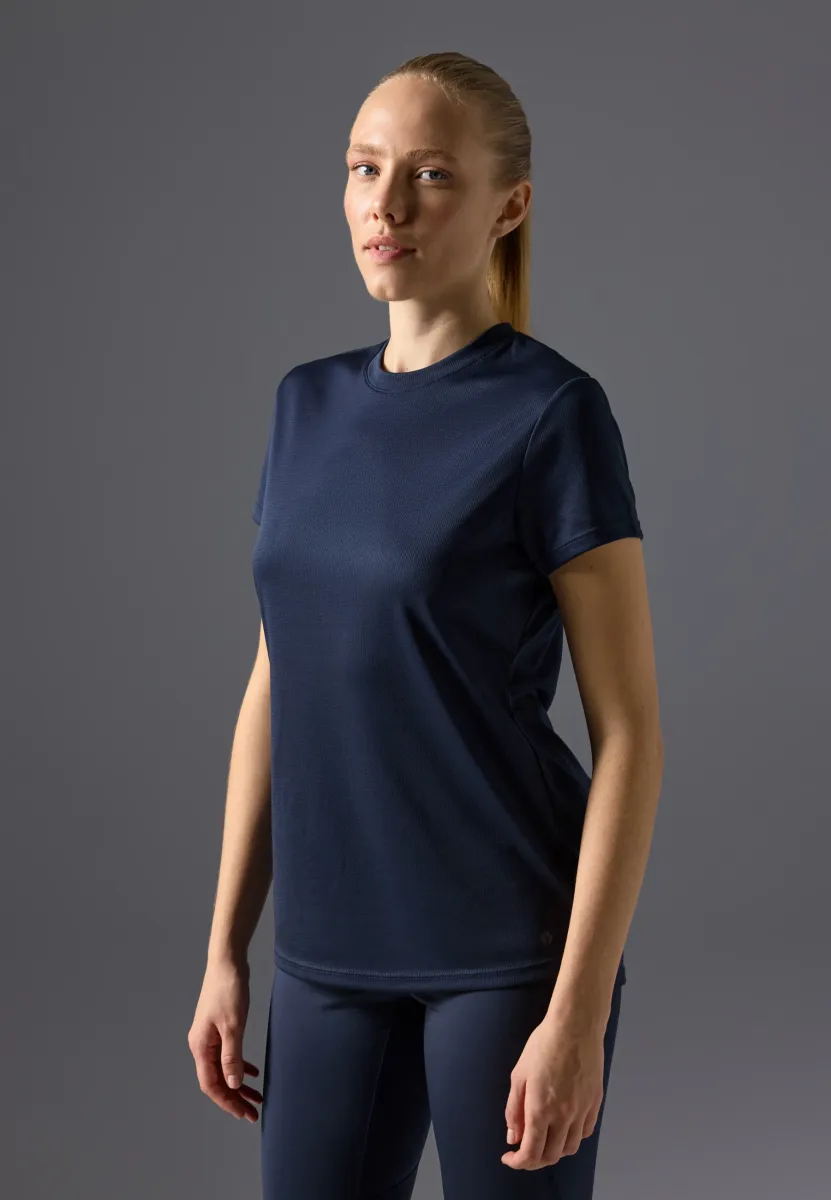 ESSENTIAL SHORT SLEEVE SPORTS T SHIRT WITH REFLECTIVE STRIP - T-Shirt basic - dark blue/grey