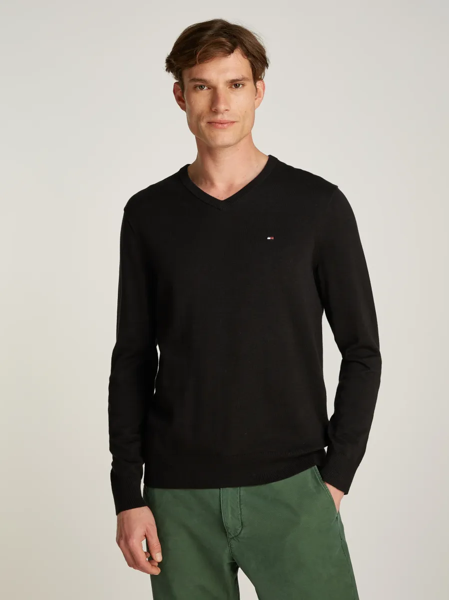 ESSENTIAL V NECK - Strickpullover - black