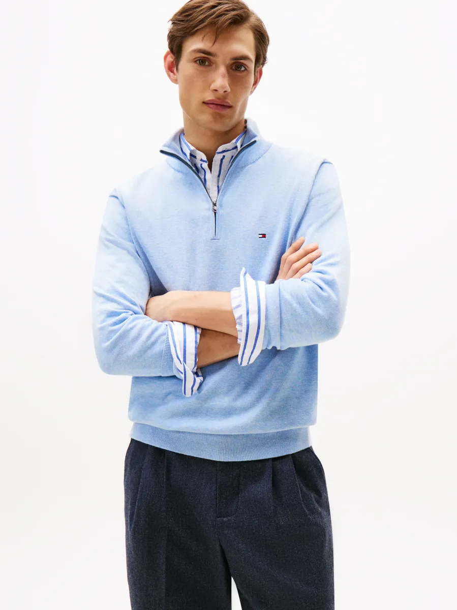 ESSENTIAL ZIP MOCK - Strickpullover - vessel blue heather