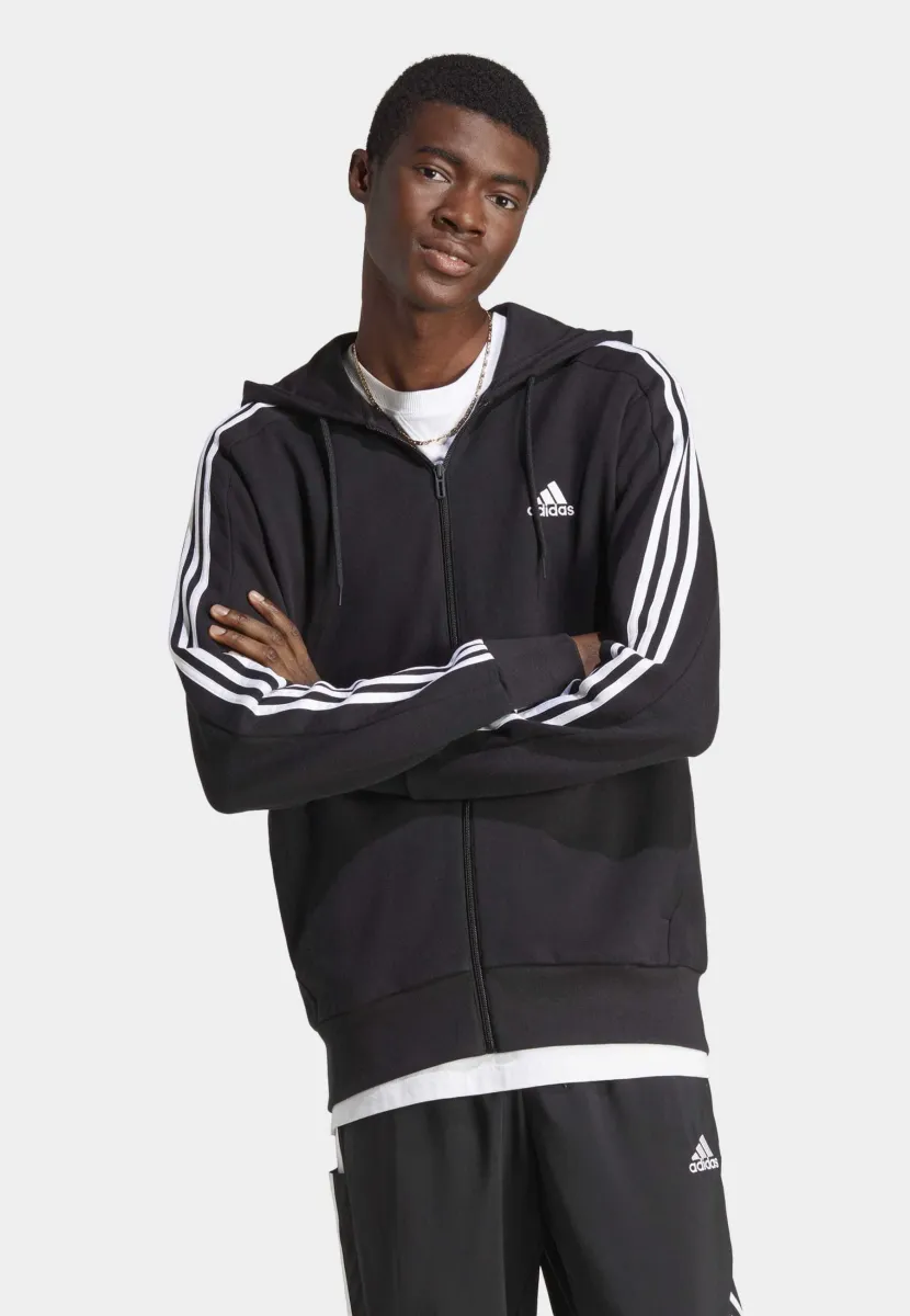 ESSENTIALS 3-STRIPES FULL-ZIP - Sweatjacke - black   white