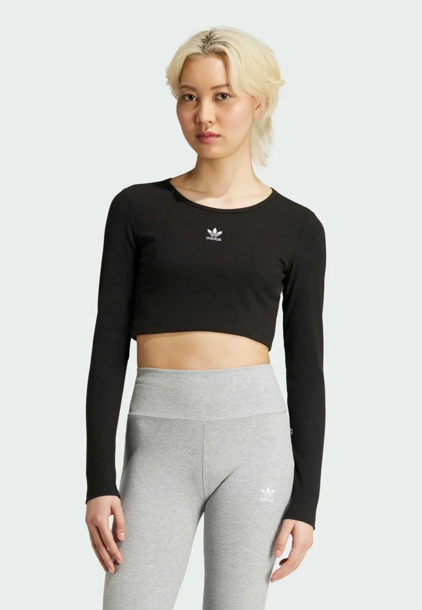 ESSENTIALS CROP - Langarmshirt - black