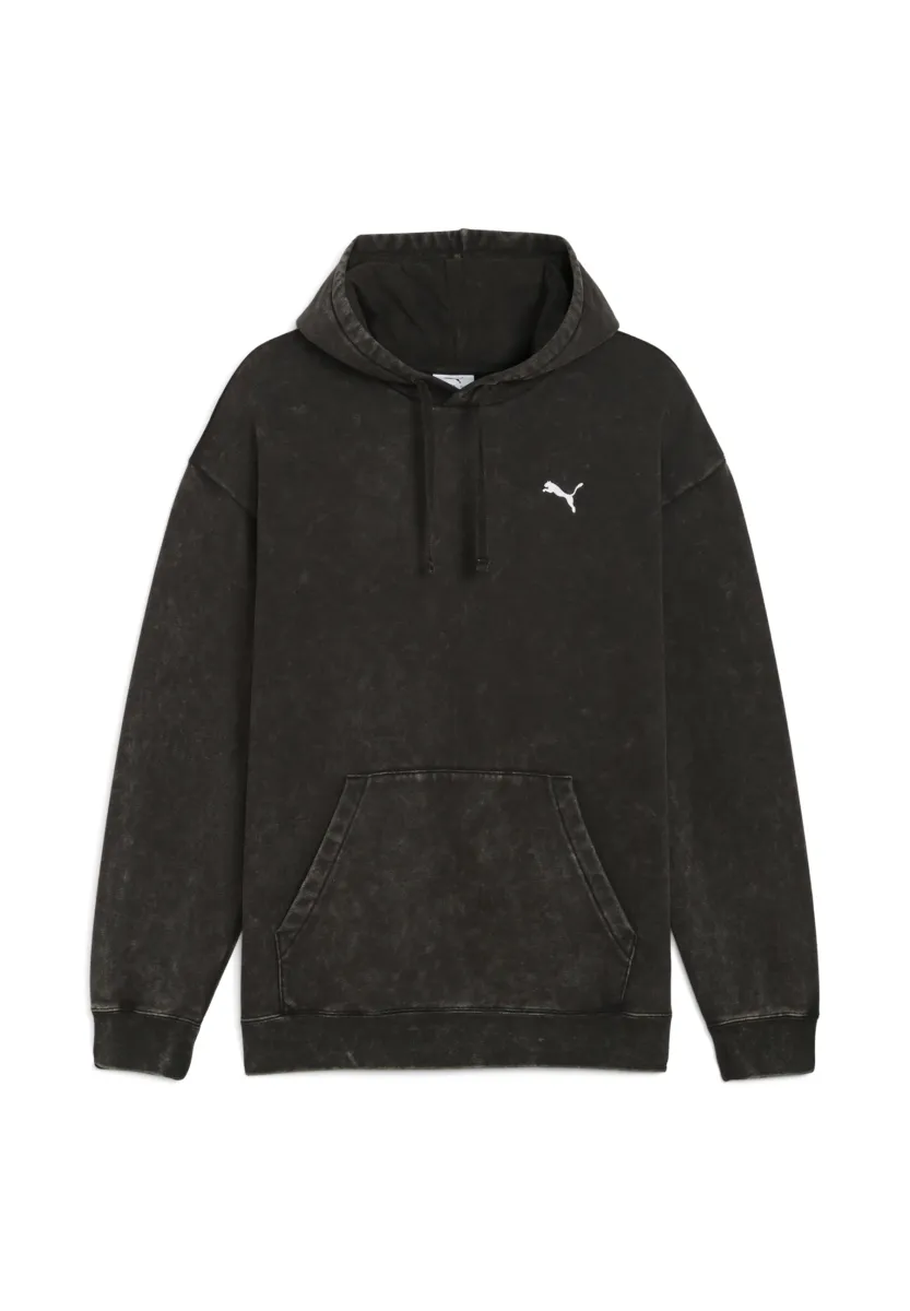 ESSENTIALS ELEVATED RELAXED WASH - Kapuzenpullover - black