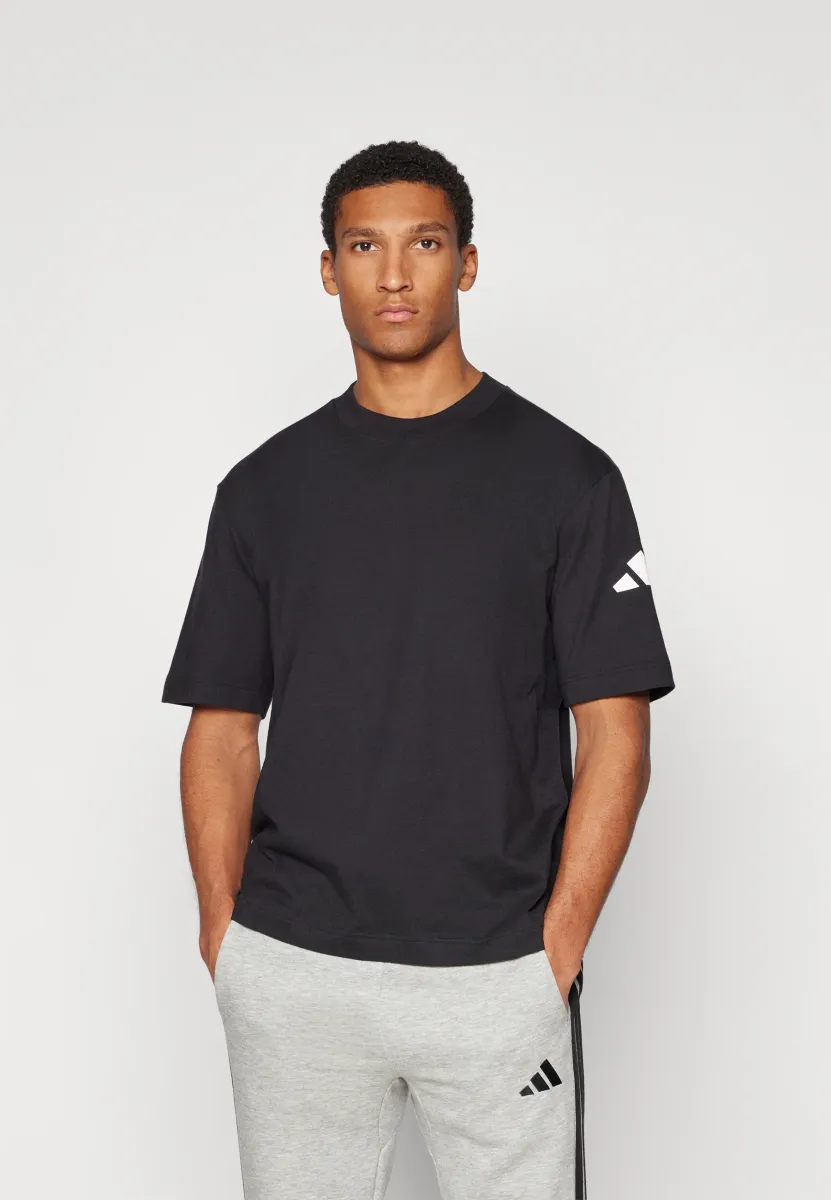 ESSENTIALS LOOSE FIT 3 BAR - T-Shirt basic - black/white