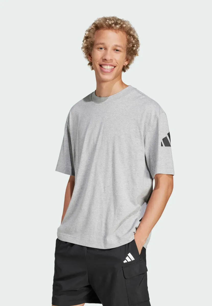 ESSENTIALS LOOSE FIT 3 BAR - T-Shirt basic - medium grey heather   black