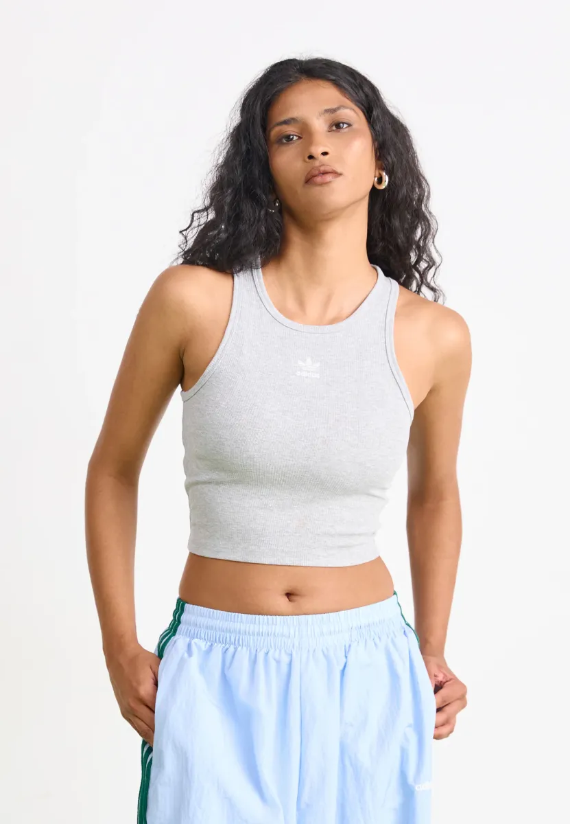 ESSENTIALS RIBBED - Top - medium grey heather