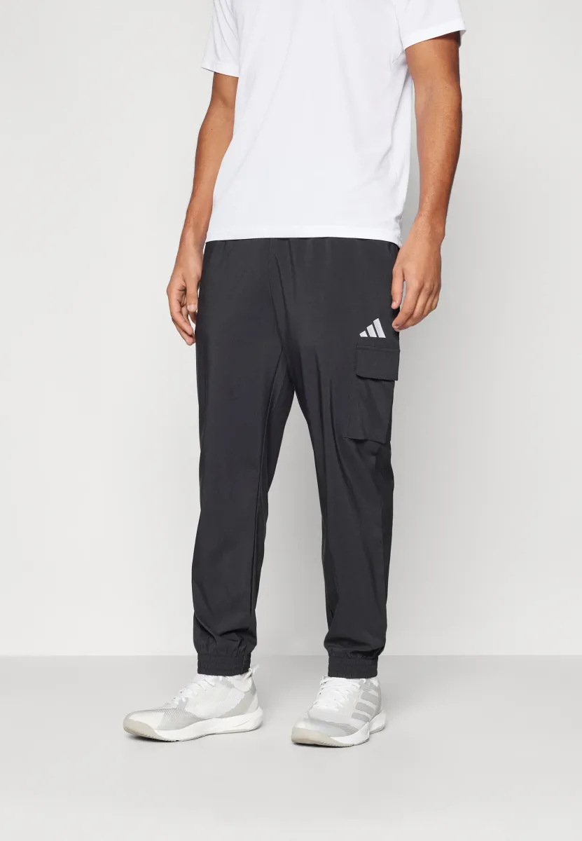 ESSENTIALS SMALL CARGO - Stoffhose - black/white