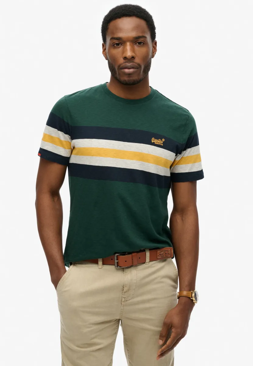 ESSENTIALS STRIPE - T-Shirt print - enamel green chest stripe