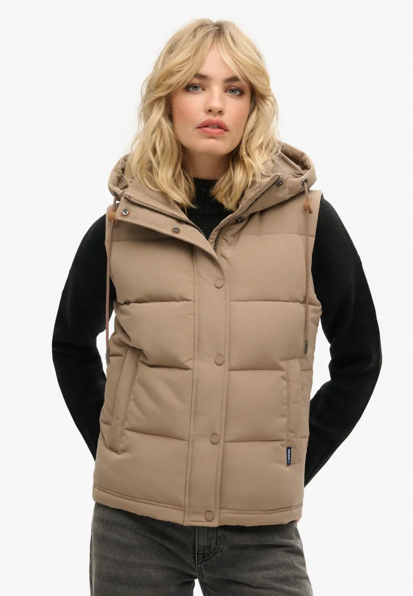 EVEREST HOODED PUFFER - Weste - fossil brown