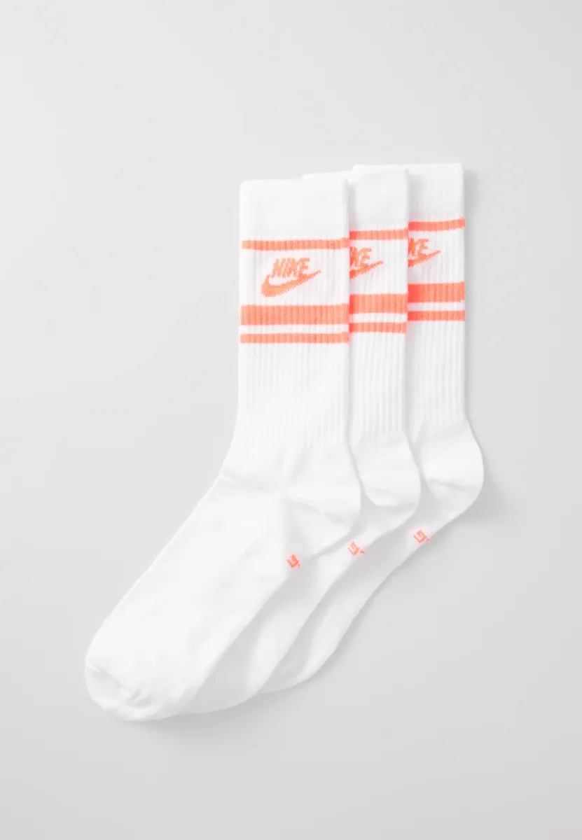 EVERYDAY ESSENTIAL CREW STRIPES UNISEX 3 PACK - Socken - white/hot punch