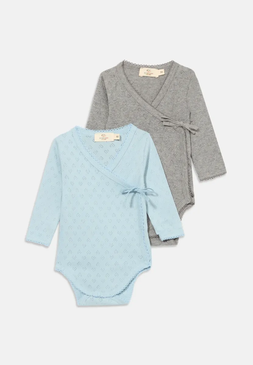 EXCLUSIVE HEART GIFTING BOX 2 PACK UNISEX - Langarmshirt - dusty blue/grey melange