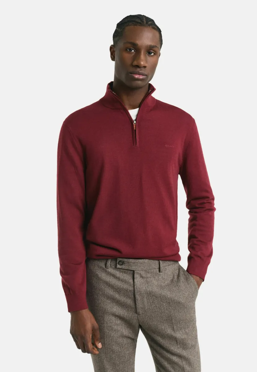 EXTRA FINE HALF-ZIP - Strickpullover - plumped red