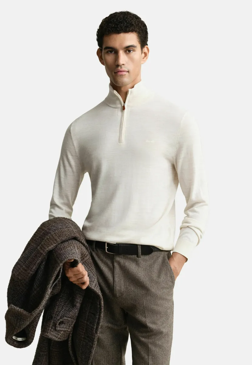 EXTRA FINE HALF-ZIP - Strickpullover - seed melange