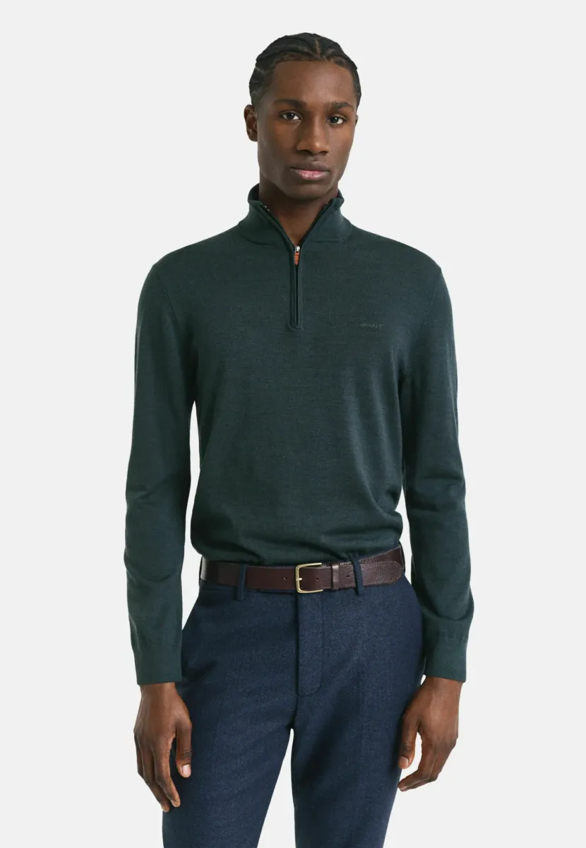 EXTRA FINE HALF-ZIP - Strickpullover - tartan green
