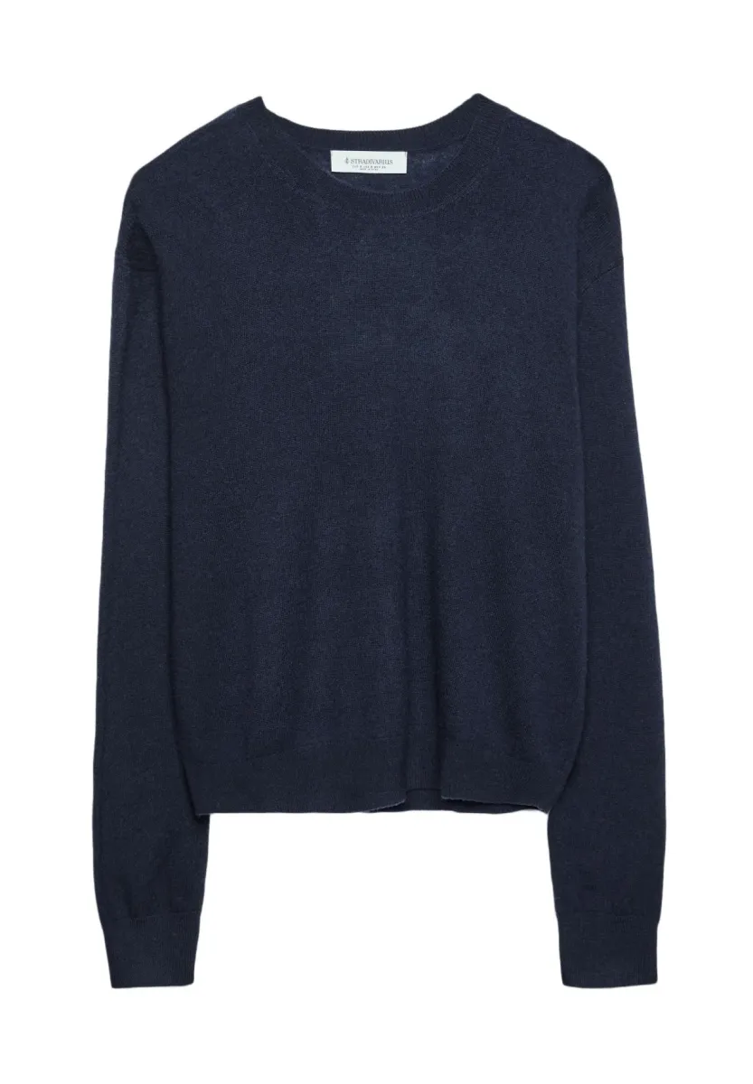EXTRA SOFT TEXTURE SWEATER - Strickpullover - mottled dark blue
