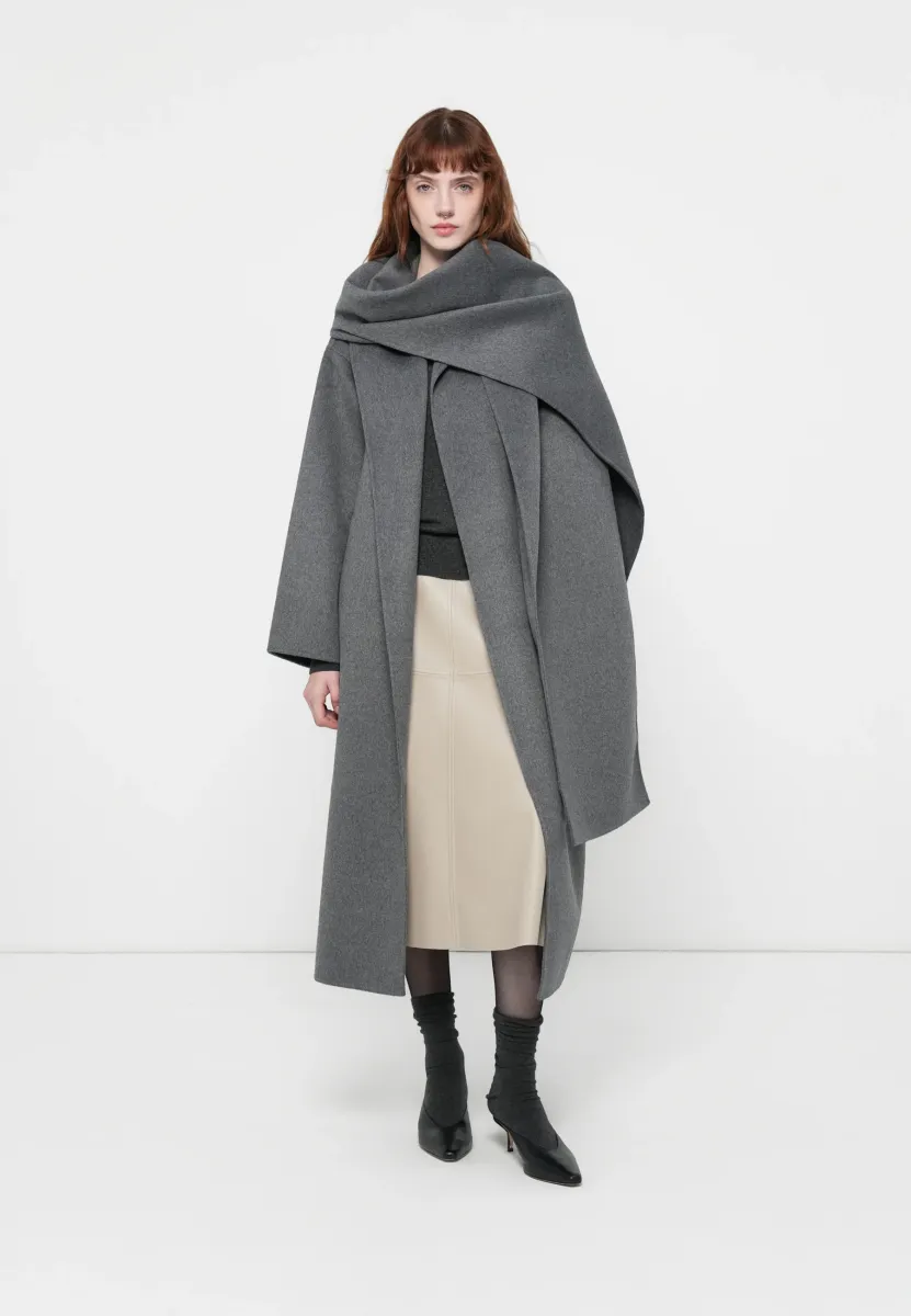 FACE SCARF COAT - Klassischer Mantel - charcoal heather