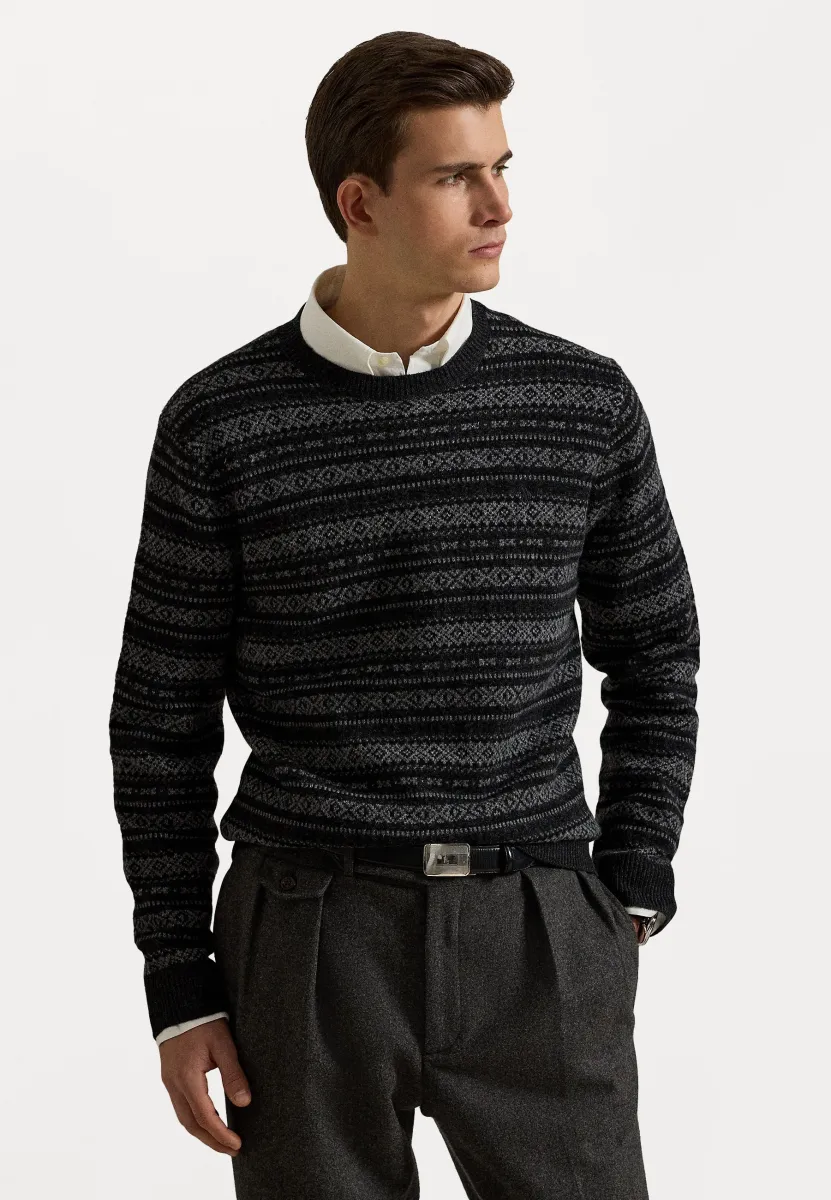 FAIR ISLE WOOL SWEATER - Strickpullover - charcoal combo
