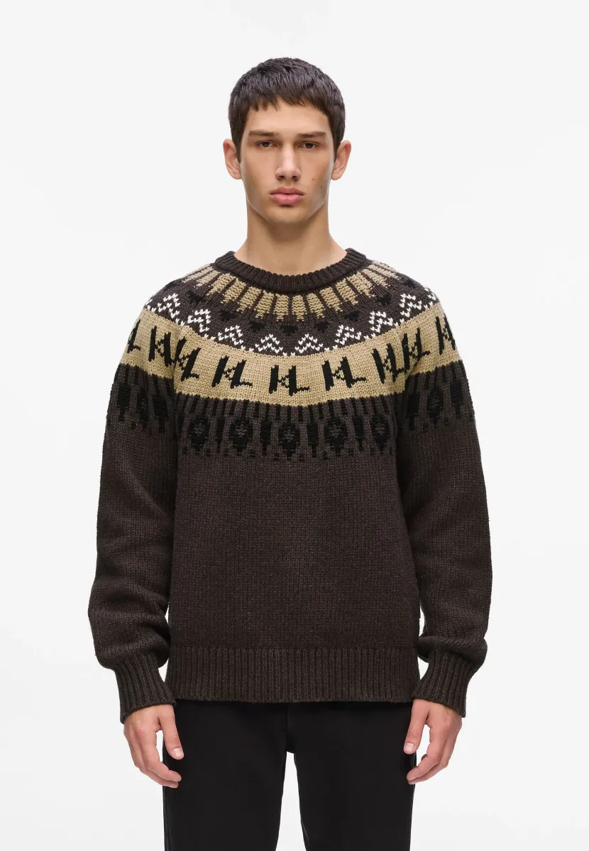 FAIRISLE - Strickpullover - black coffee melange