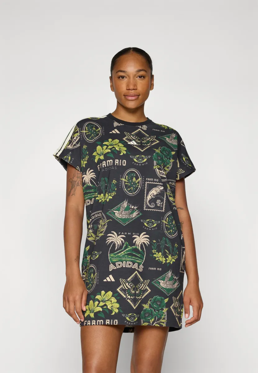 FARM DRESS - Jerseykleid - black/amazon green/preloved lime