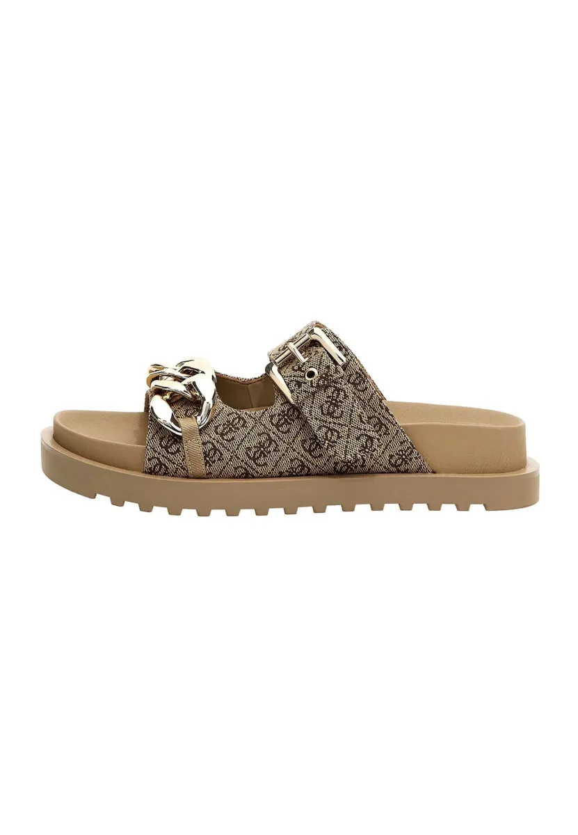 FATEMA LOGO 4G - Pantolette flach - marron multi