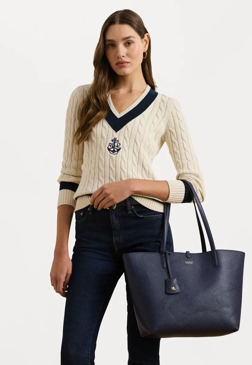 FAUX LEATHER LARGE REVERSIBLE TOTE BAG - Shopping Bag - refined navy