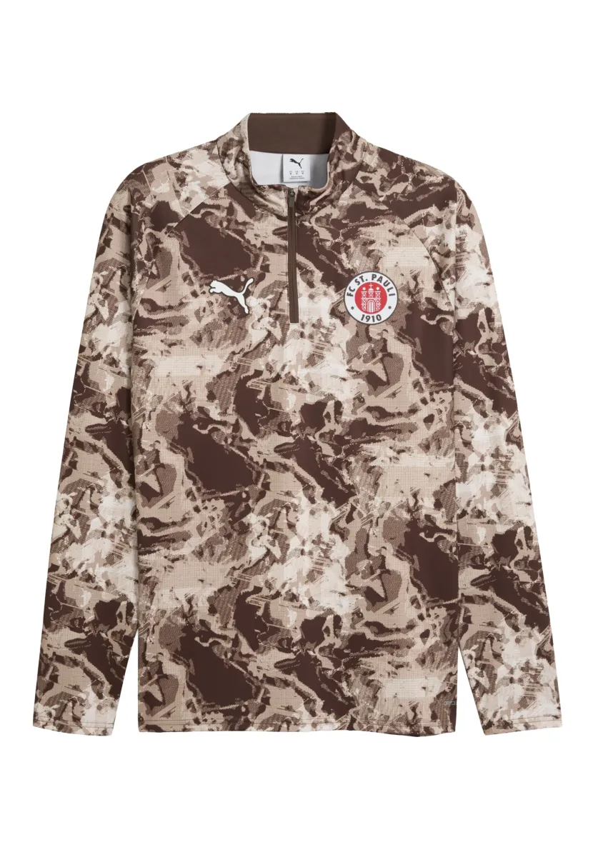 FC ST. PAULI AUFWÄRM - Langarmshirt - espresso brown- white