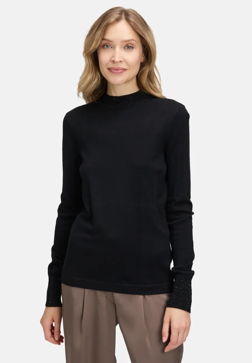 FEIN MIT STRASS - Strickpullover - schwarz
