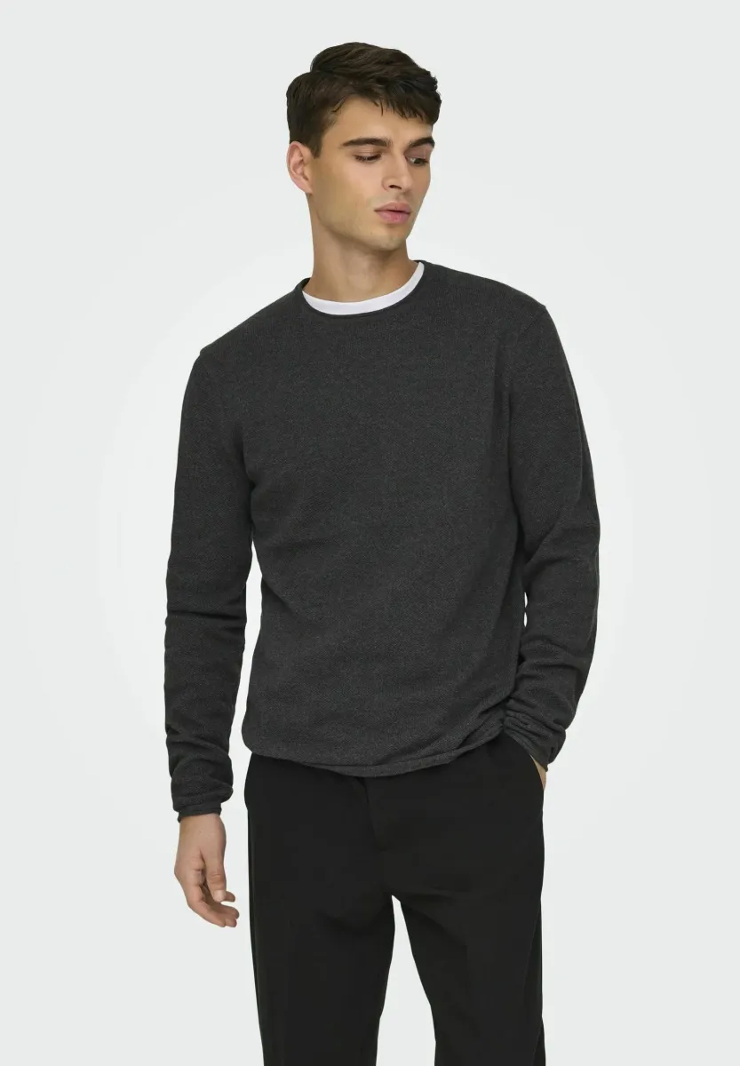 FELIX REG CREW  - Strickpullover - dark grey melange