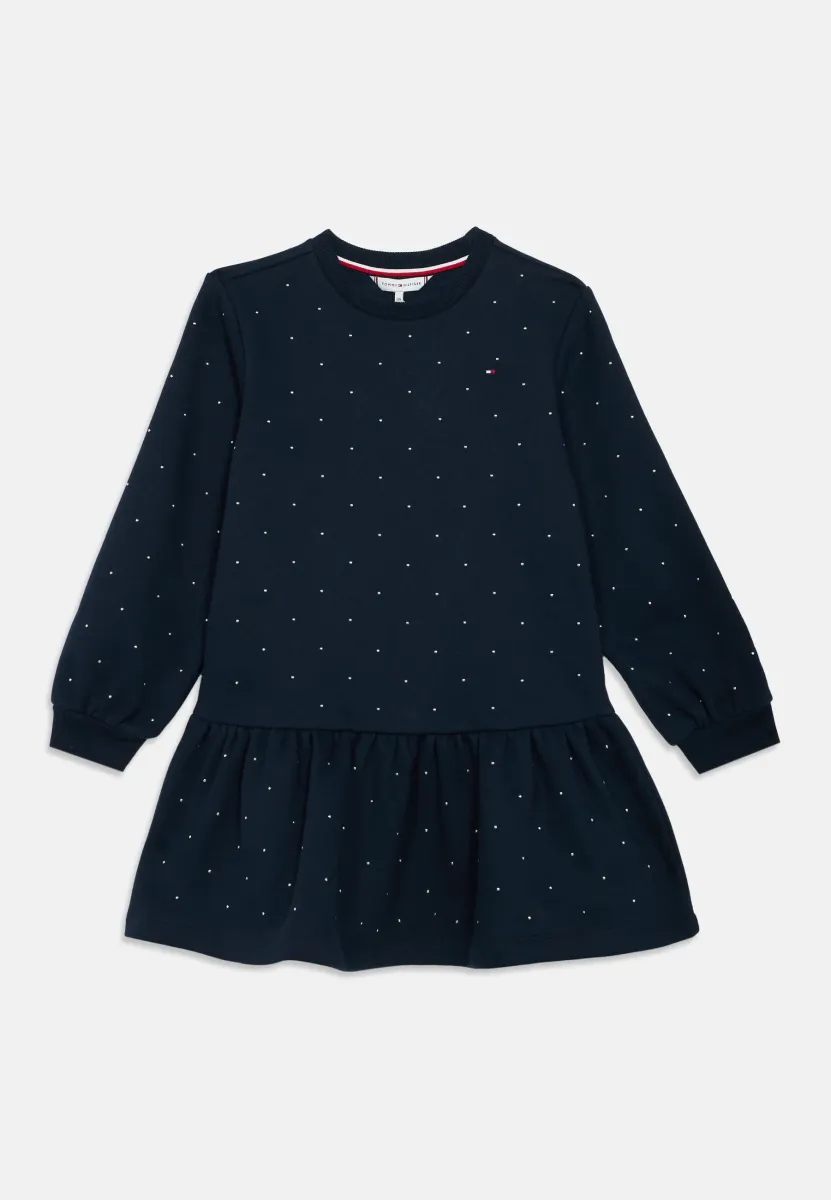 FESTIVE STUD RELAXED FLEECE SKATER DRESS - Freizeitkleid - dark night navy