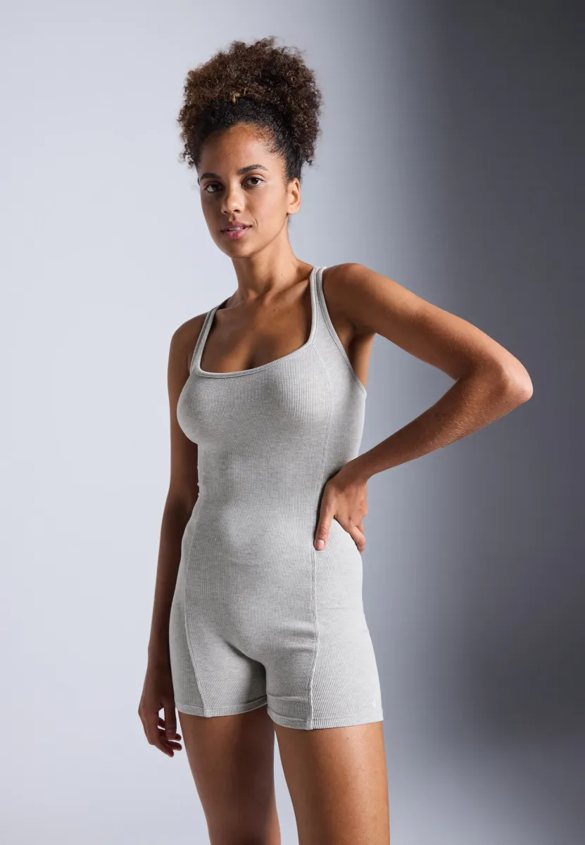 FINE RIB SPORTS SUIT WITH RACER BACK - Turnanzug - mottled light grey