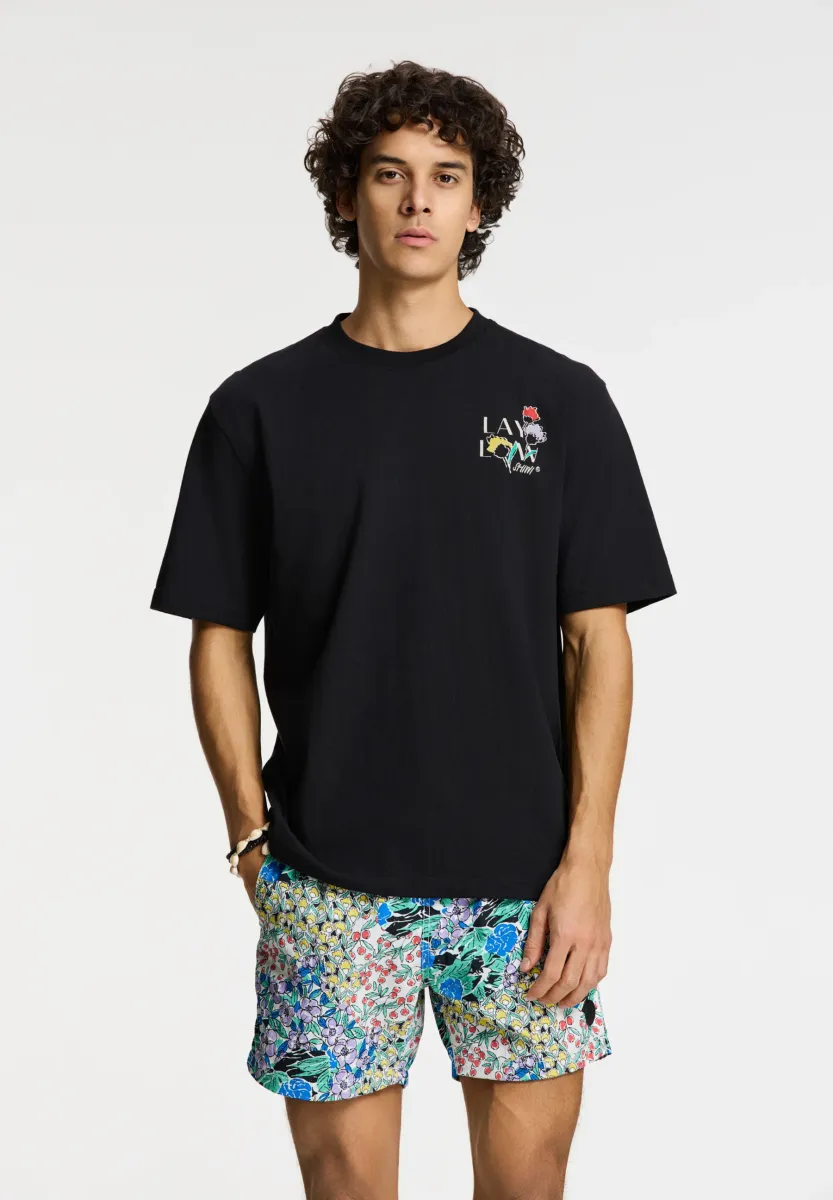 FINN SKETCHED FLOWERS - T-Shirt print - black