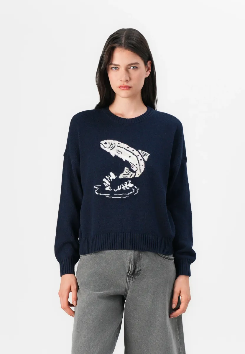 FISHERMAN GRAPHIC - Strickpullover - dark blue