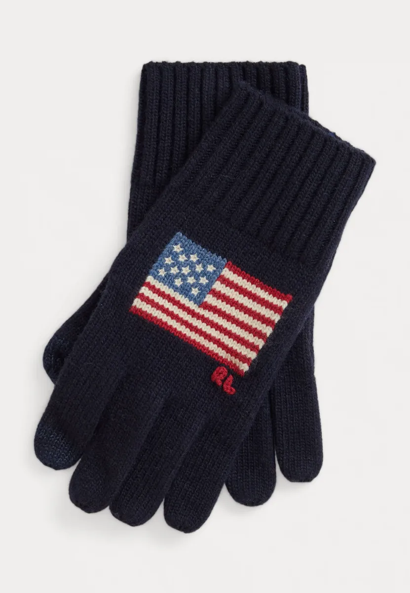 FLAG-INTARSIA WOOL-BLEND TOUCH GLOVES - Fingerhandschuh - collection navy