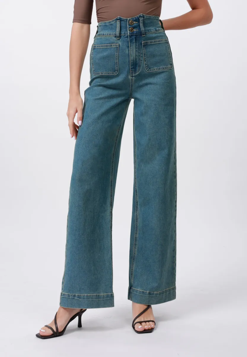 Flared Jeans - blue wash