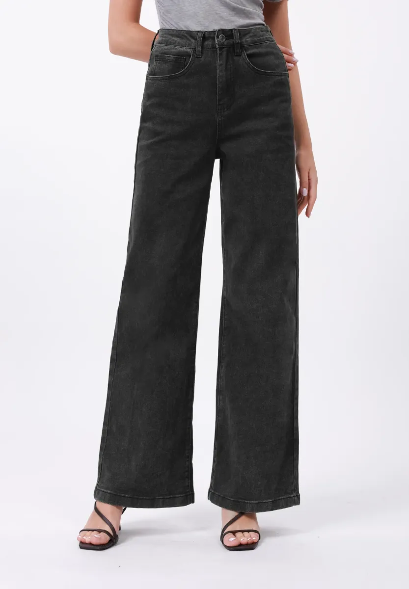 Flared Jeans - washed black