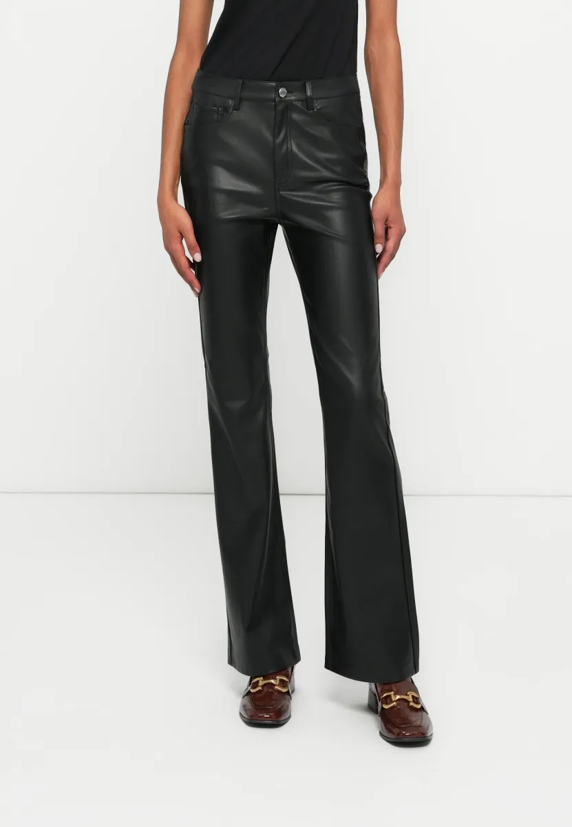 FLARED PANTS - Stoffhose - deep black