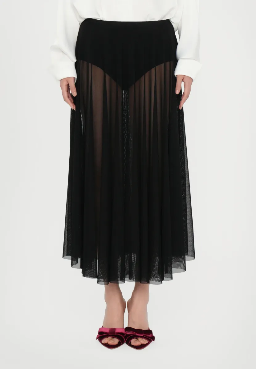 FLARED SKIRT MIDCALF PANTY - Maxirock - black