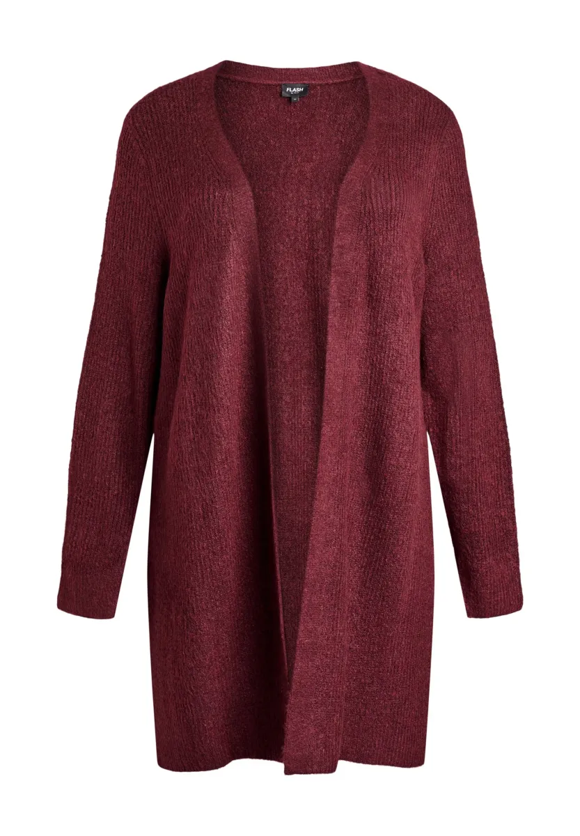 FLASH - LANGER - MIT OFFENER FRONT - Strickjacke - port royal melange
